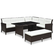 Set Divani da Giardino 3 pz con Cuscini in Polyrattan Marrone cod mxl 34829