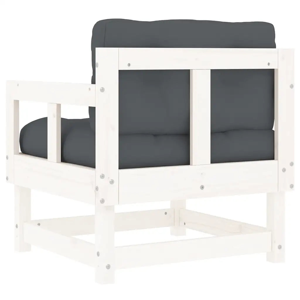 Sedia da patio-Sedie da Giardino con Cuscini 2pz Legno Massello di Pino Bianco 584915