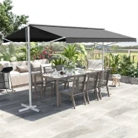 Tendalino Doppia Pendenza 4 x 3 m Manuale retrattile Tetto inclinabile metallo epossidico Bianco poliestere impermeabile Anti-UV Grigio