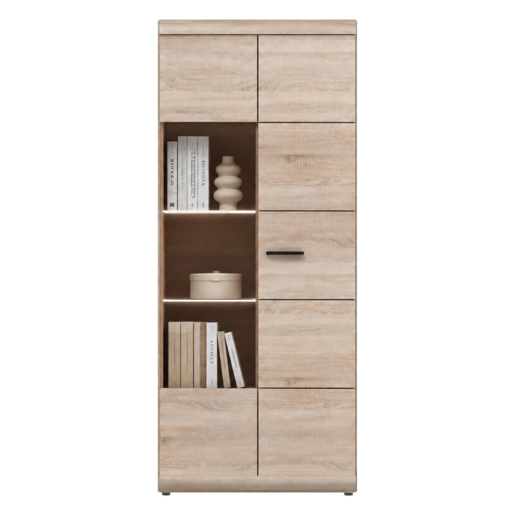 Mobile Espositore Ladara, Vetrina 8 Ripiani, 80x37x194h cm Marrone Rovere
