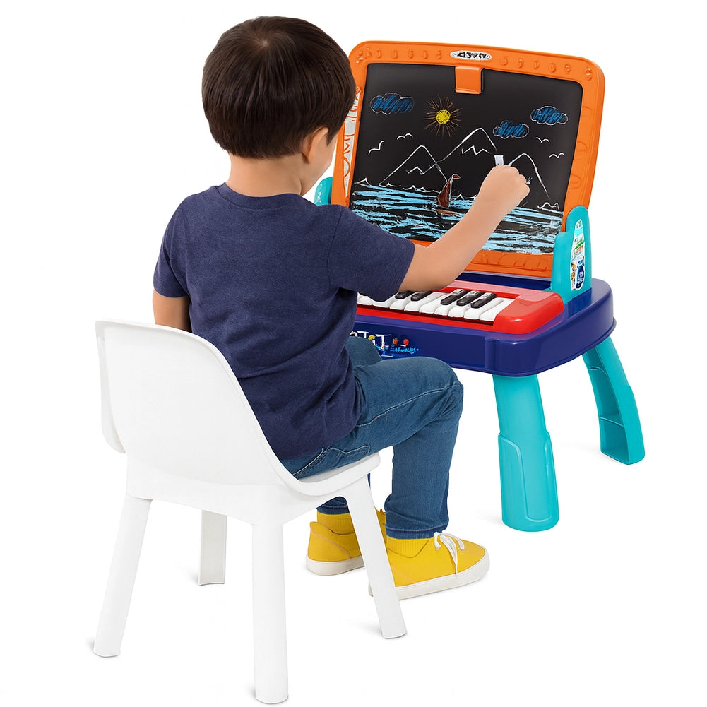 Tastiera Gioco Musicale 25 Tasti con Lavagna a 2 Lati per Bambini Gioco Educativo 3+ Anni Multicolore