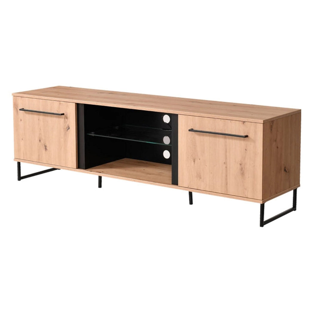 Sutrio, Mobile Porta tv 2 Ripiani, 170.5x42x54h cm Marrone Rovere Nodi