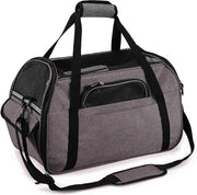 Carriera per cani e gatti, pieghevole, impermeabile, con cinturino, imbottita, per viaggiare in aereo, auto o treno, per animali domestici (grigio, L: 47 x 23 x 28 cm)