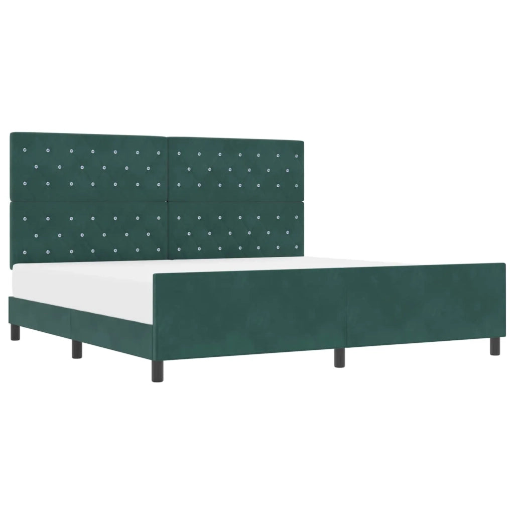 Letto a molle con testiera Verde Scuro 200 x 200 cm Velluto 3344900
