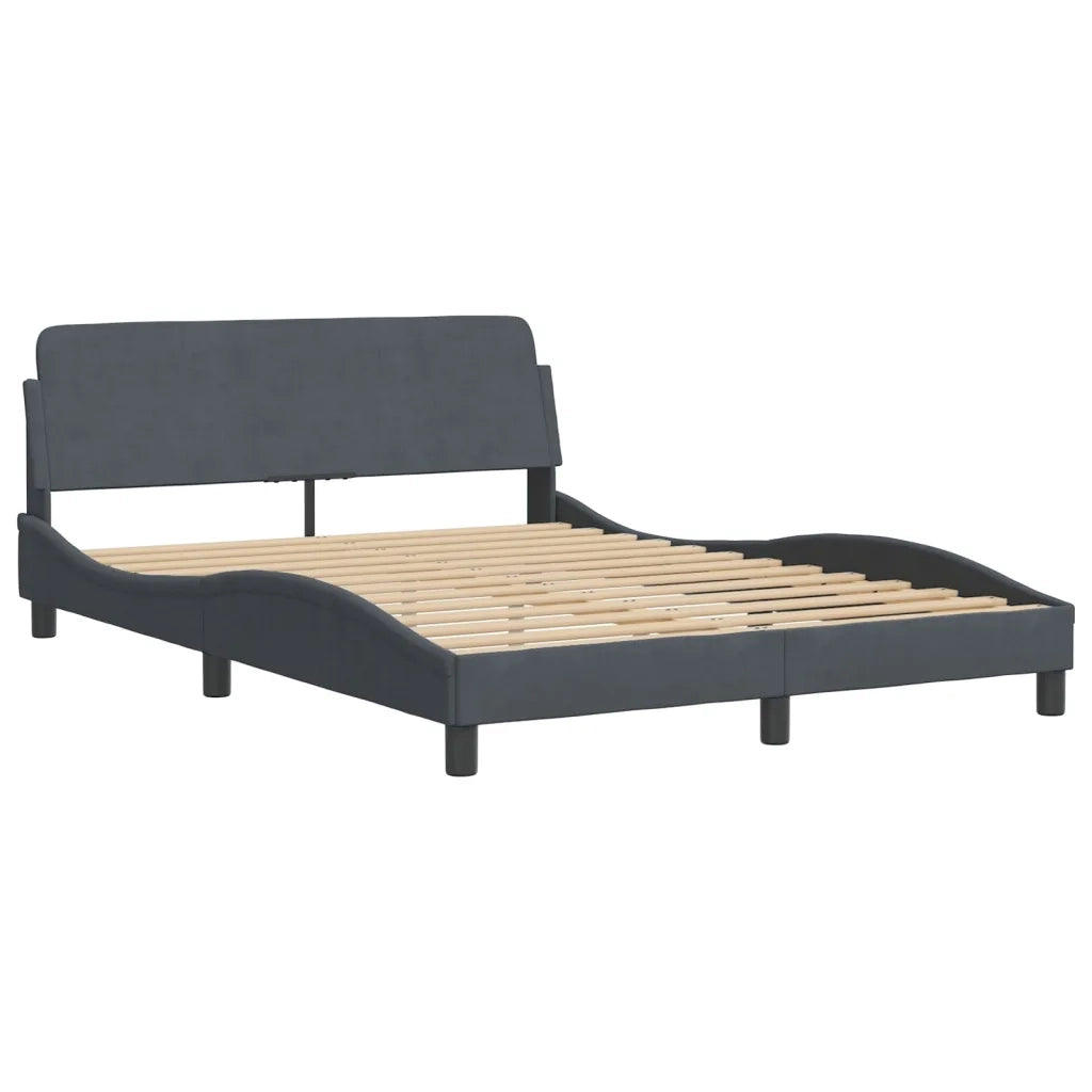 Letto con Materasso Hanko Grigio Scuro 140x200 cm in Velluto 3208599