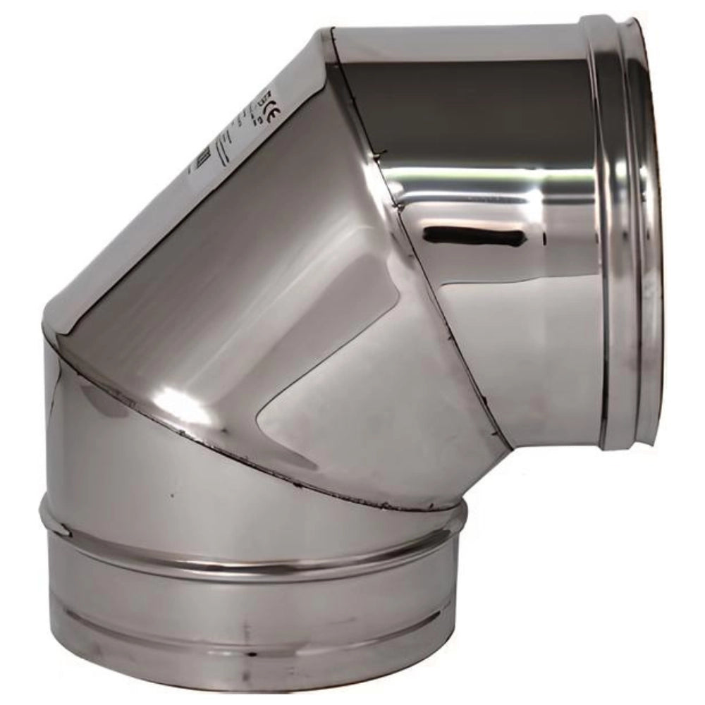 Curva 90° acciaio inox Ø 150 mm spessore 0,5 mm canna fumaria monoparete