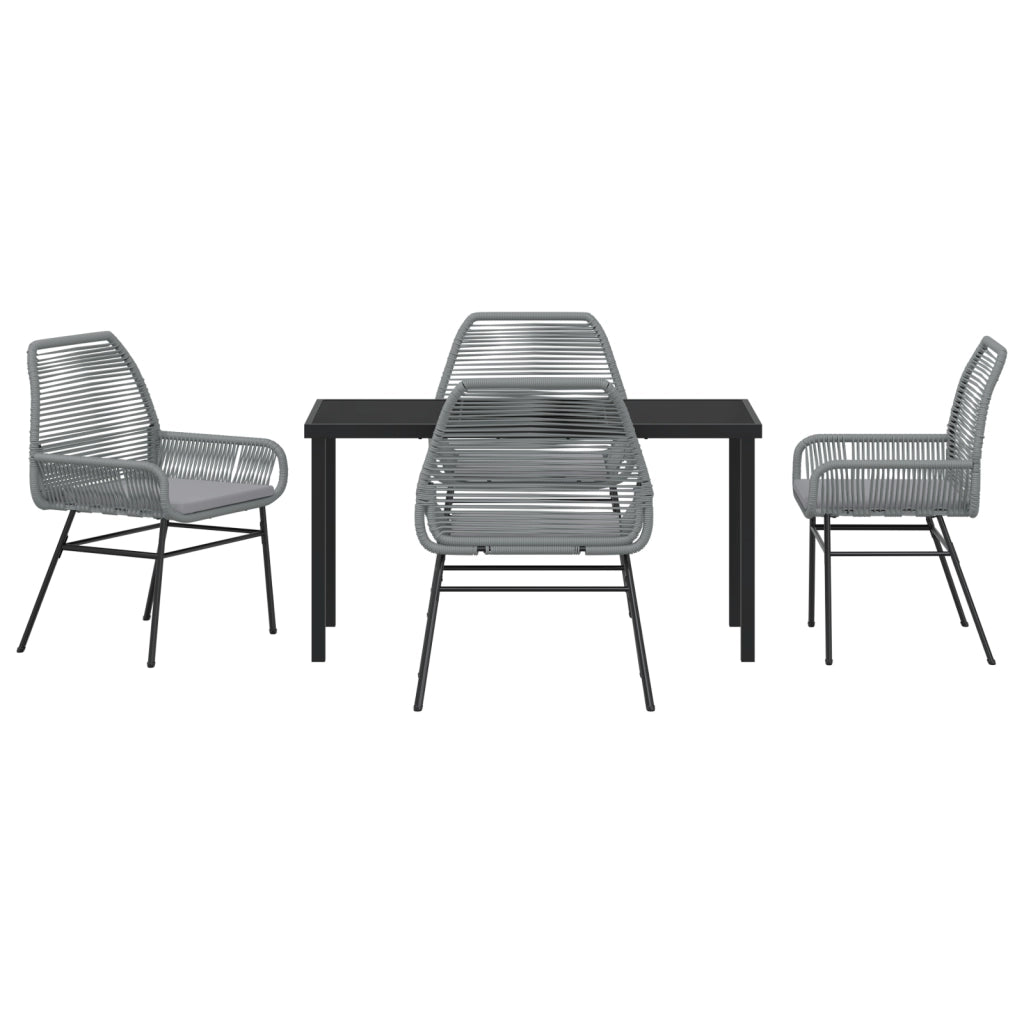 Set da Pranzo da Giardino in 5 Pezzi con Cuscini Grigio Rattan Polimerico
