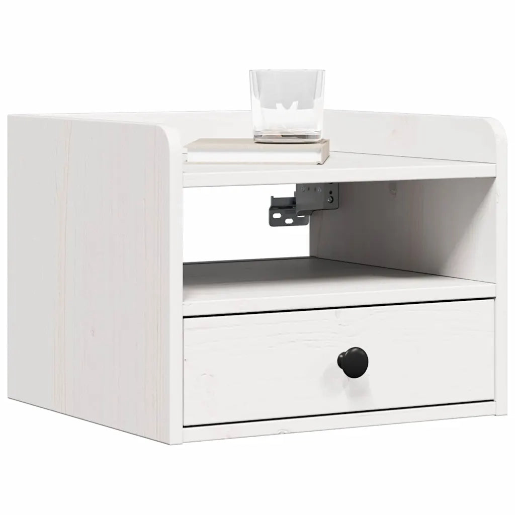 Comodino 2 pcs Bianco 38 x 36 x 29,5 cm Legno di pino massello 873514