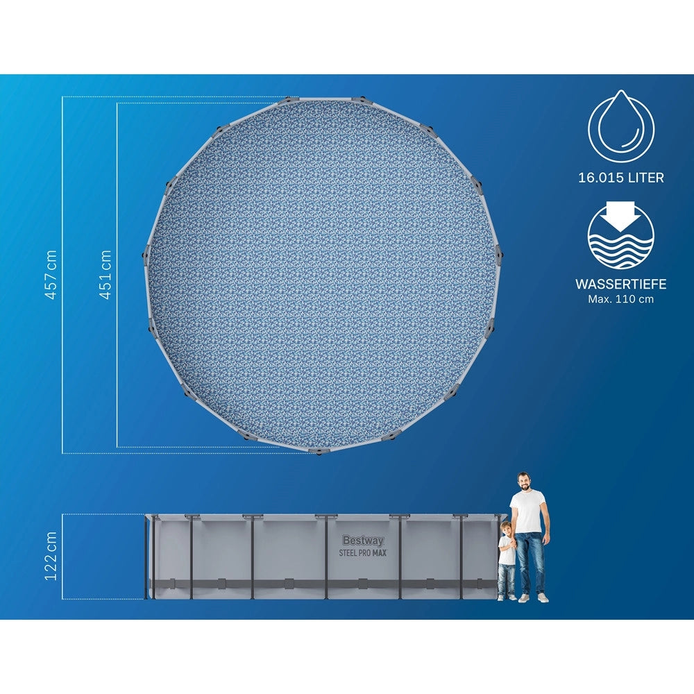 Trade Shop - Piscina Fuori Terra Con Struttura Steel Pro Max Pompa Filtro ø457x122 Cm Rotonda 56438 -