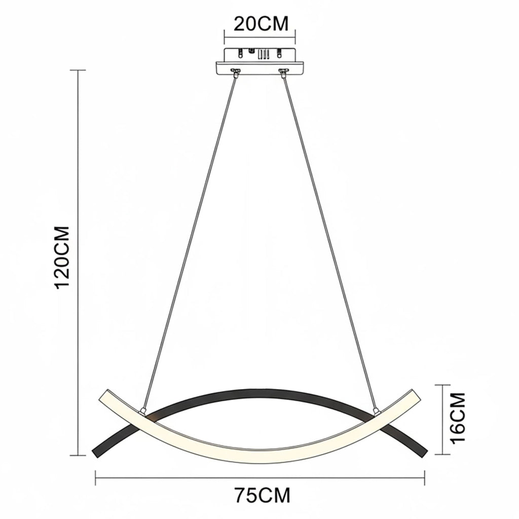 Lampadario Stilizzato Sospensione Moderna LED 42W CCT Lampada Curva Elegante Pendente Bianco Luce Tavolo Cucina Soggiorno Salotto