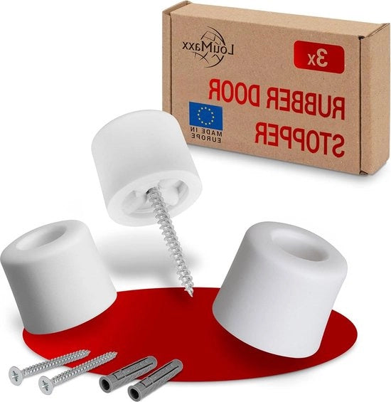 Set di fermacarta da 3 pezzi | Viti da pavimento in gomma | Bianco | Montaggio pavimento