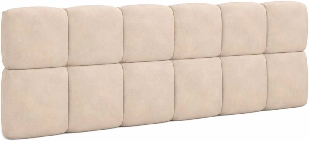 NUAGE velluto beige 160 cm testata sospesa trapuntata