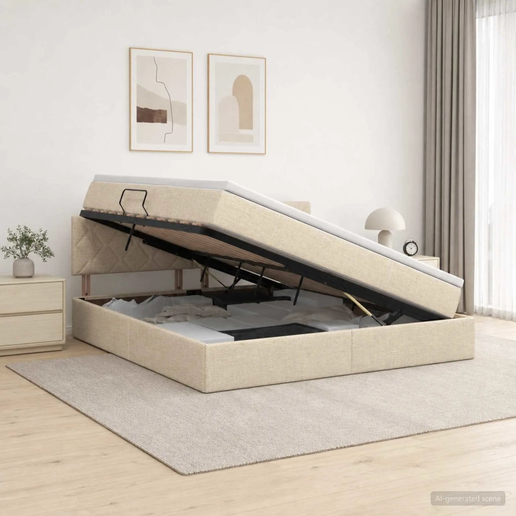 Letto con contenitore LED e materasso Crema 180 x 200 cm 3459145