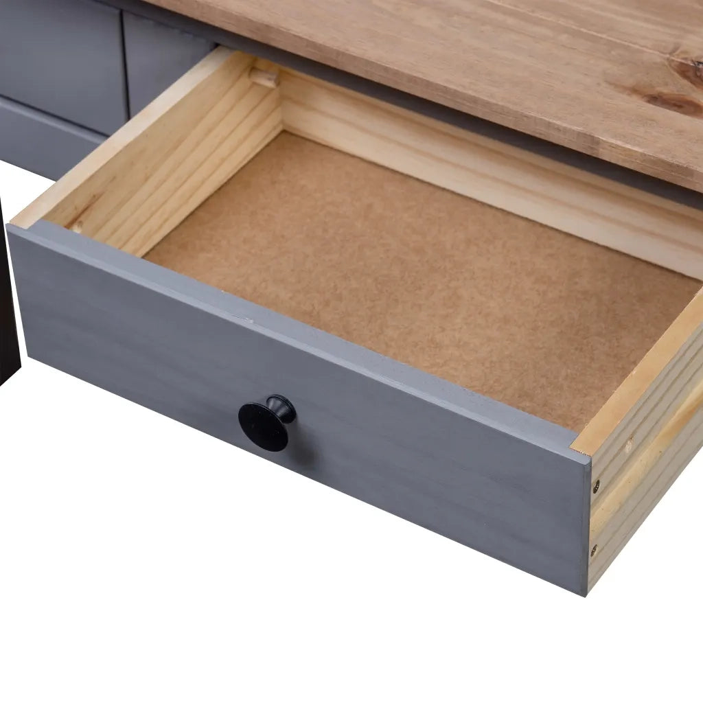 Tavolo Consolle Grigio 110x40x72 cm Legno Massello Pino Panama 282680