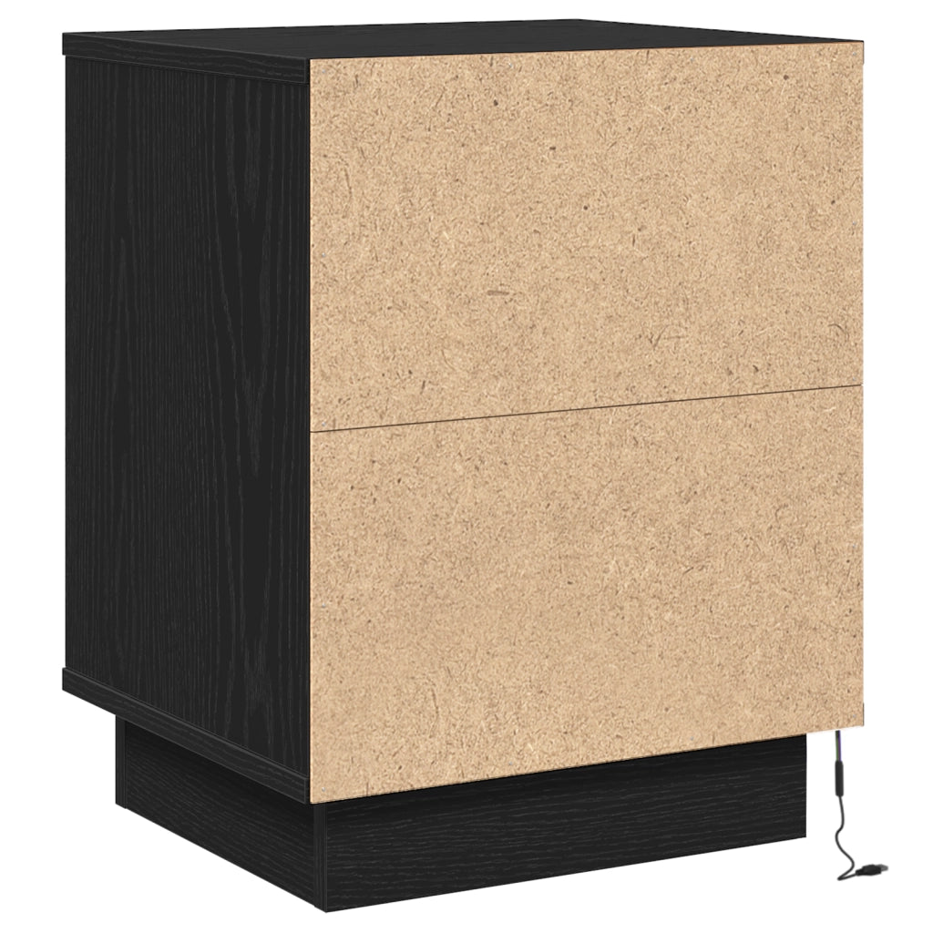 Comodino con luci LED nere 39x34.5x50 cm
