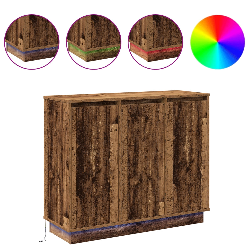 Mobile con LED in Legno Vecchio 90x32x75 cm in Legno Ingegnerizzato