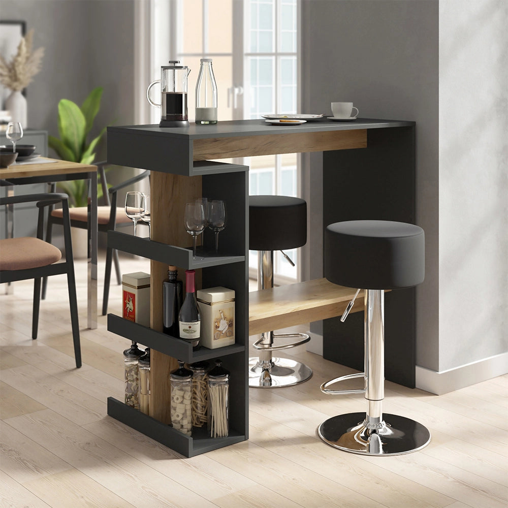 Vicco tavolo bar con sgabelli Antracite/quercia dorata 108 x 50 cm con 2 sgabelli da bar