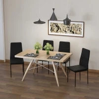 Set 4 Sedie Imbottite per Soggiorno o Sala da Pranzo, Sedie da Cucina Moderne, in Metallo e Tessuto Nero