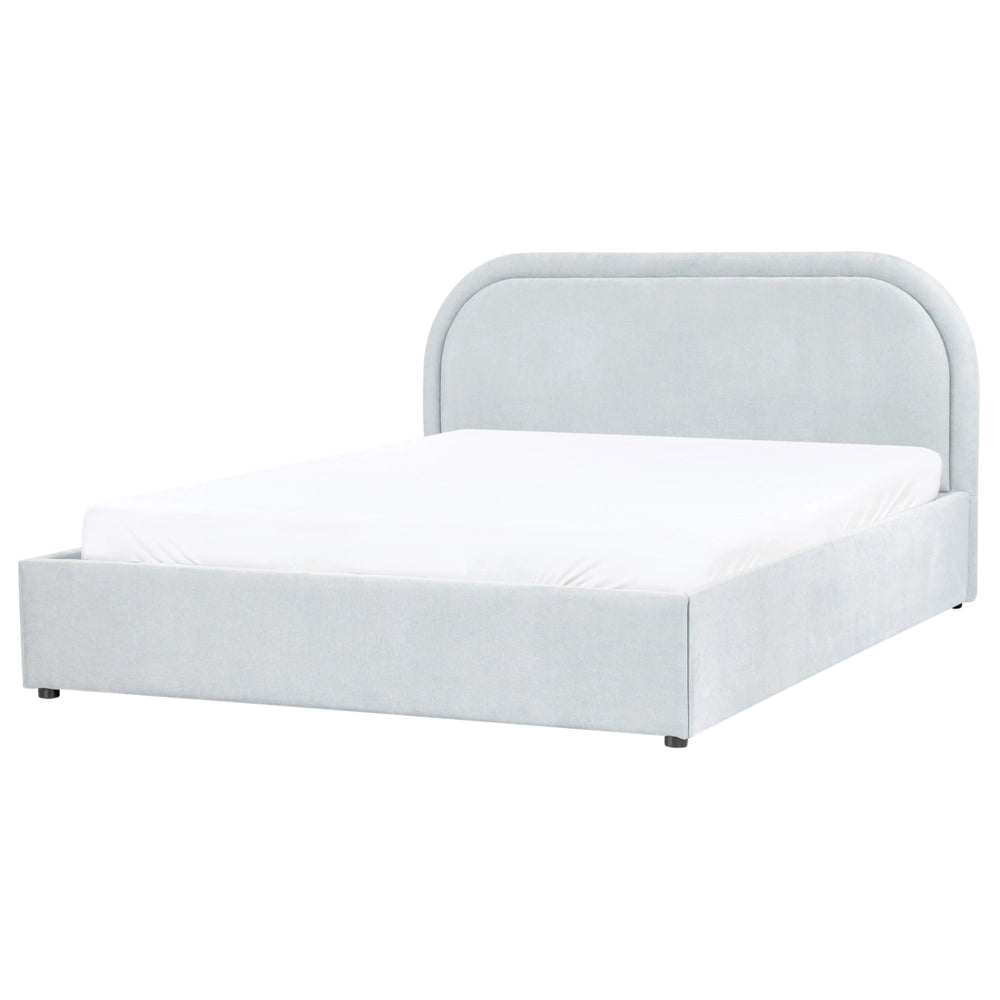 Letto matrimoniale EU Azzurro Tessuto di ciniglia 140 x 200 cm Struttura imbottita con contenitore