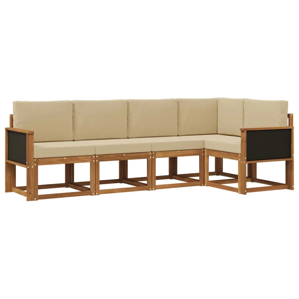 Set di divani da esterno 5 pcs Naturale e Beige Poliestere 3385204