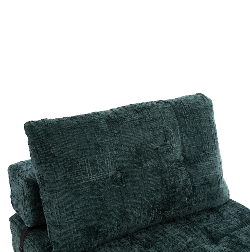 Sofà letto pieghevole in chenille verde smeraldo 79x79x57 cm; con cuscini