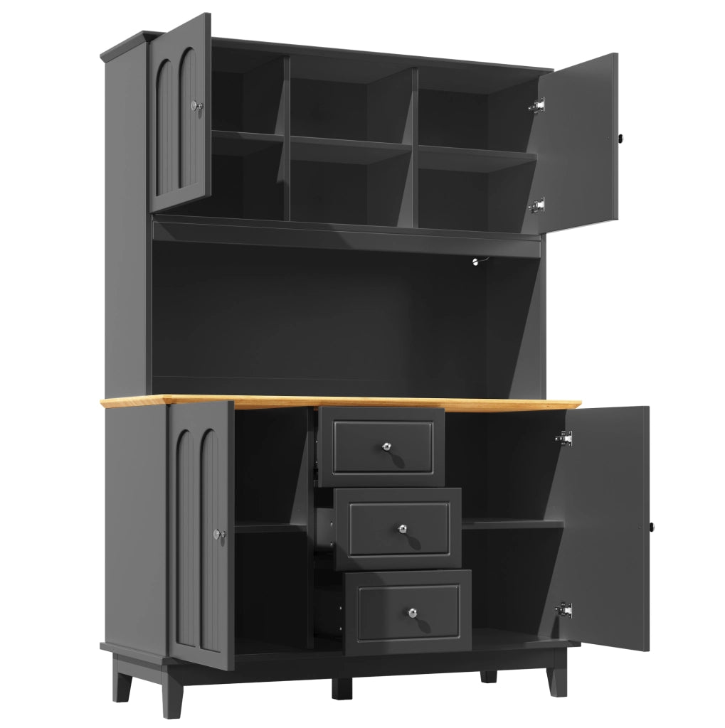 Mobile alto 120x40x180 cm in MDF nero e legno chiaro con LED smart