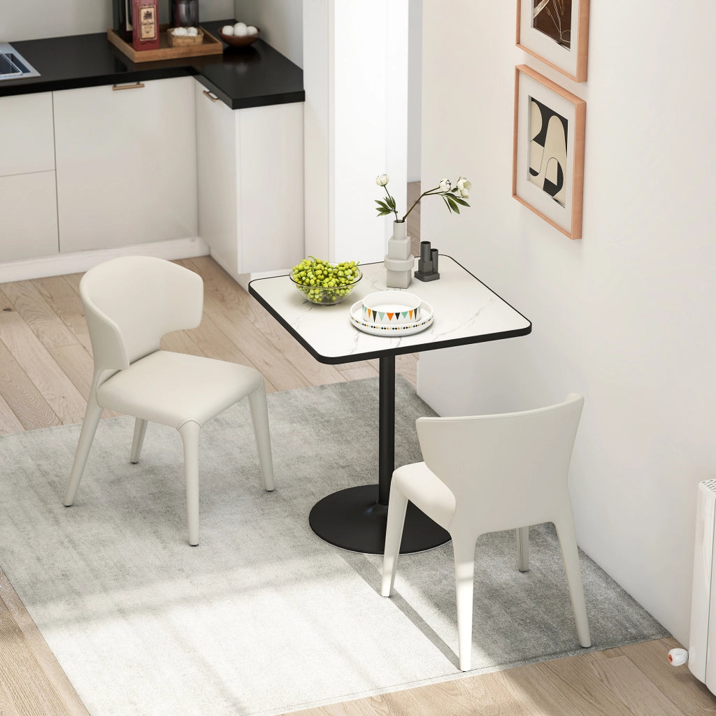 Tavolo da pranzo quadrato ¨C zephmum ¨C 70x70 cm, effetto marmo, bianco