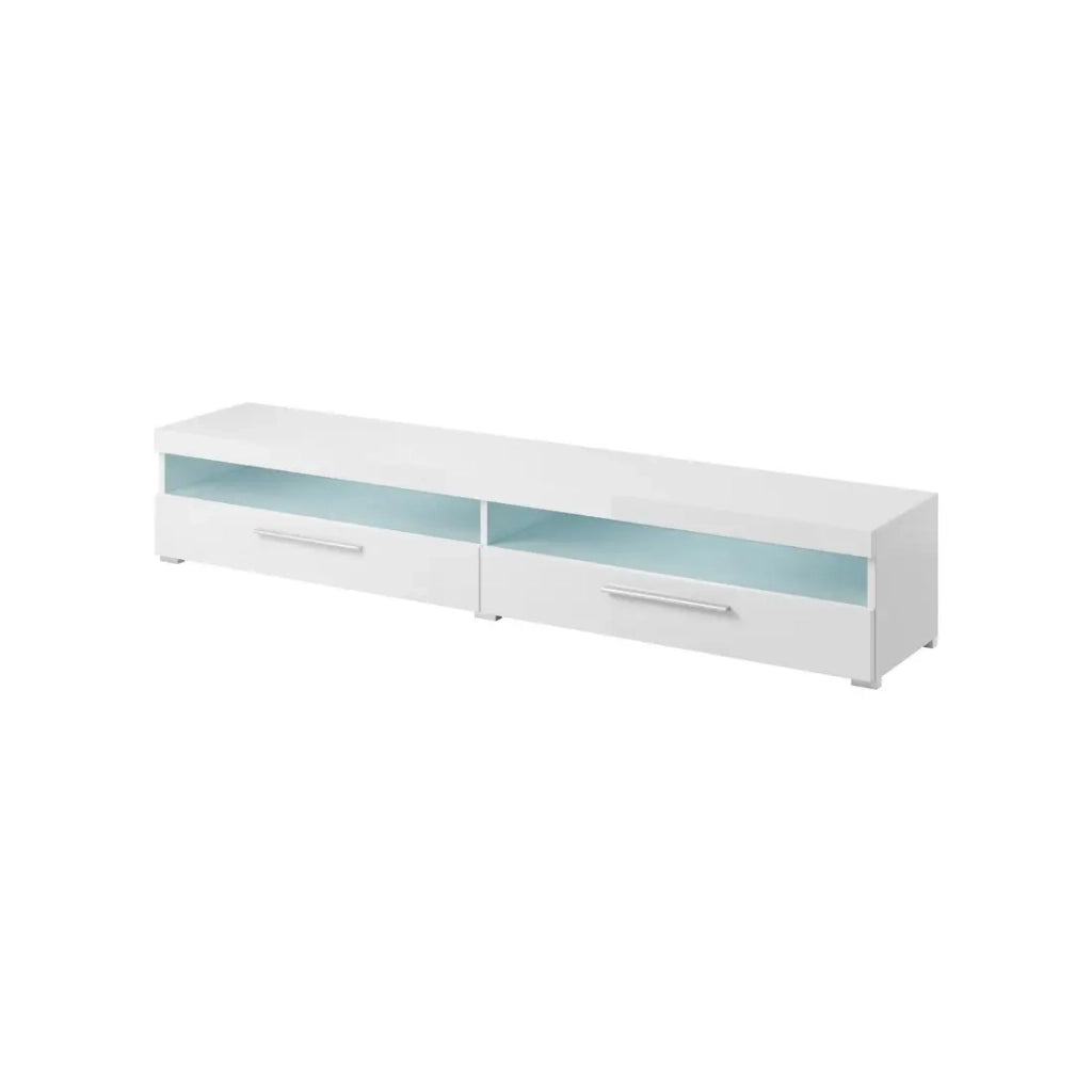 Mobile TV XL 200cm collezione BOMBAY. Colore bianco lucido.