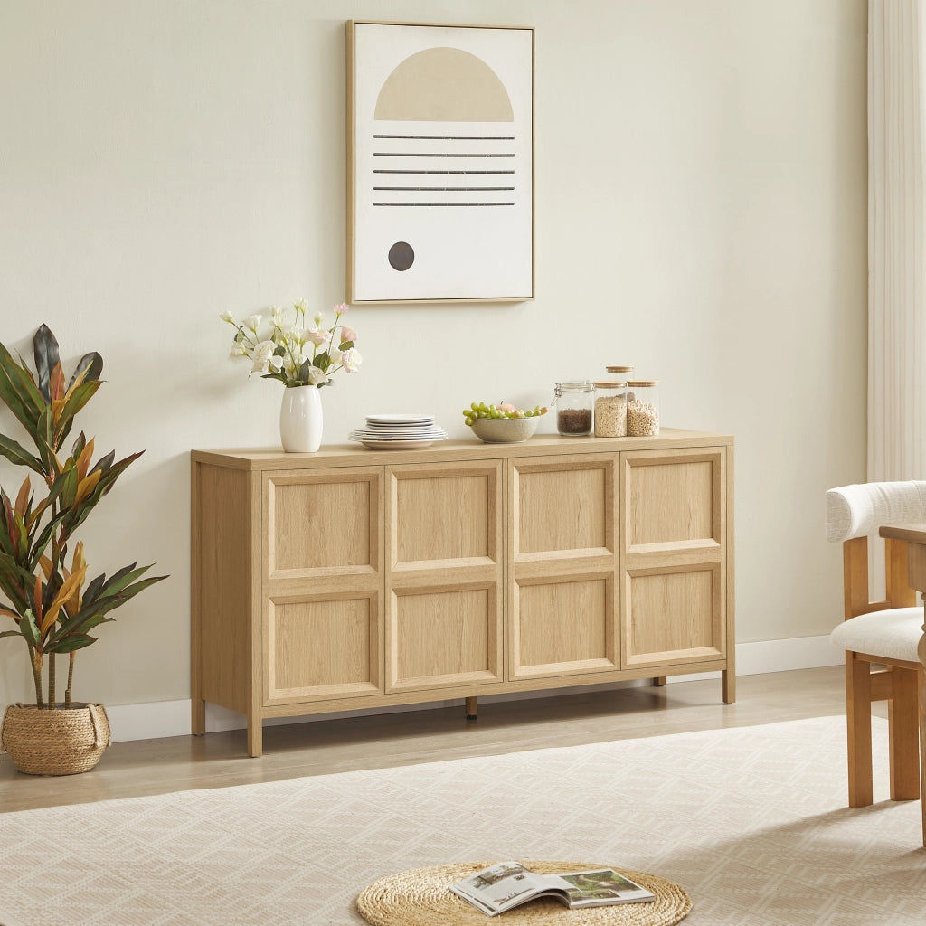 Credenza con 2 vani e apertura Tip-On; per soggiorno; in MDF; 160x40x80 cm; rovere