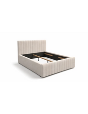 Letto matrimoniale ELORIA 180x200 in tessuto bouclé beige con testiera capitonnata