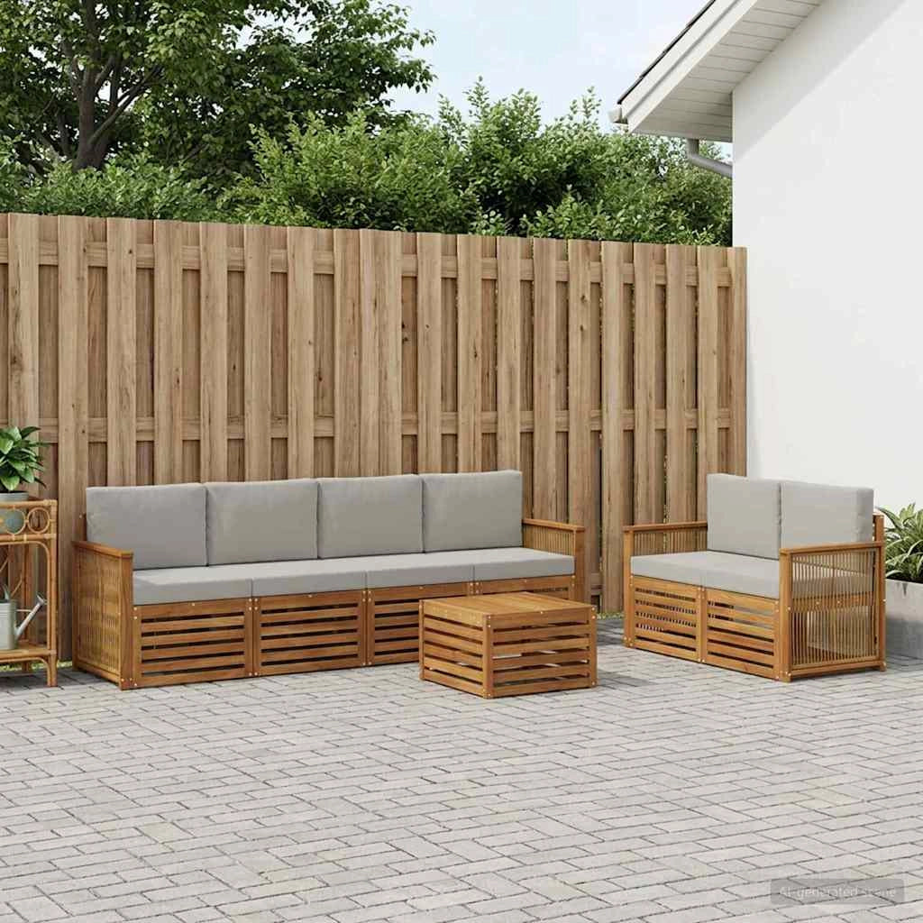 Set di divani da esterno 7 pz Naturale e Grigio Chiaro 3384057