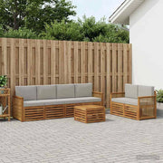 Set di divani da esterno 7 pz Naturale e Grigio Chiaro 3384057