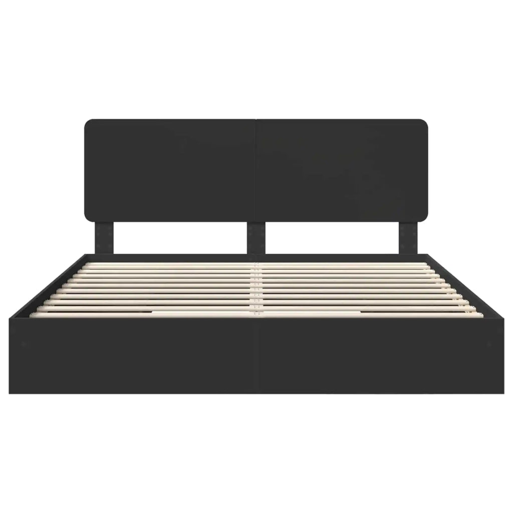 Letto con Contenitore Nero 200 x 200 cm Legno multistrato 3412652