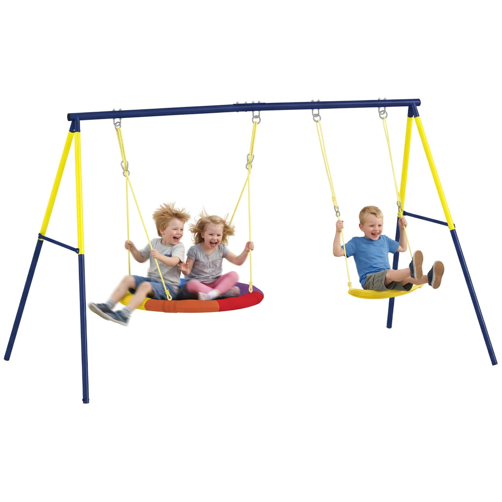 Altalena per bambini con doppia seduta ¨C zephmum ¨C acciaio, multicolore