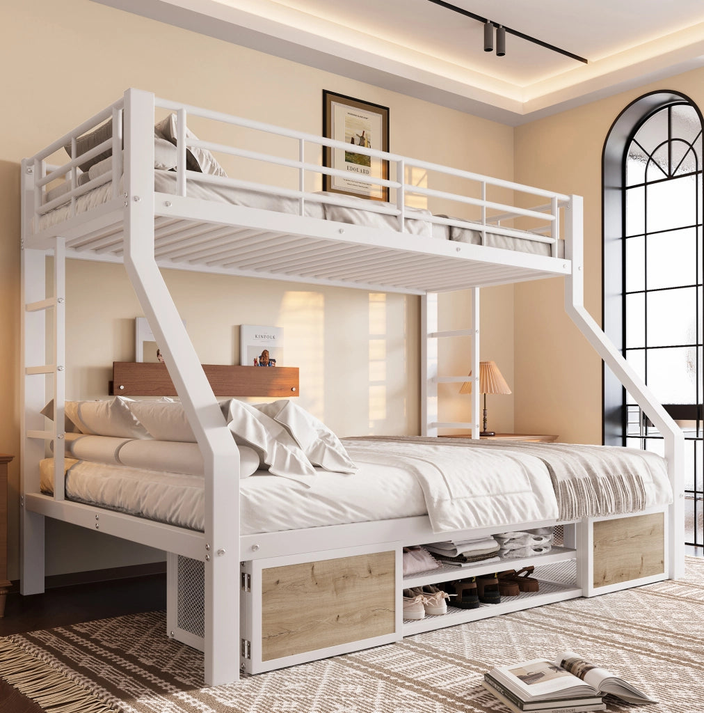 Letto a castello con scarpiera e vani contenitivi 90x200 / 140x200 cm