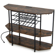 Portabottiglie a 3 ripiani 120 x 40 x 92 cm con stazione di ricarica integrata stile industriale legno marrone 20_0011045