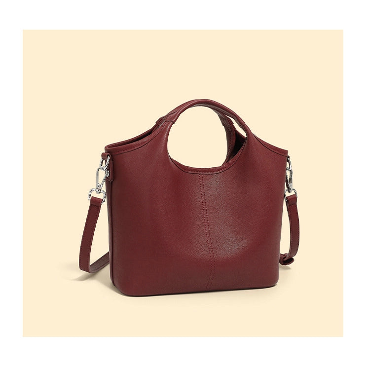 Borsa a tracolla classica da donna in vera pelle, colore rosso