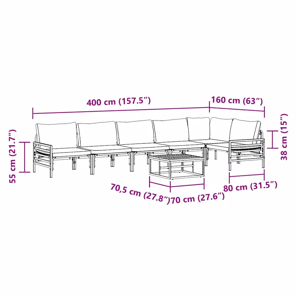 vidaXL Set Divano da Giardino 7 pcs Antracite Acciaio