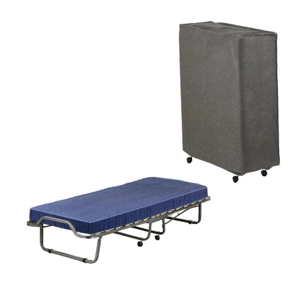 Letto pieghevole Ascea, Brandina salvaspazio con rete a 15 doghe, Custodia protettiva inclusa, 100% Made in Italy, 80x200h40 cm, materasso memory incluso