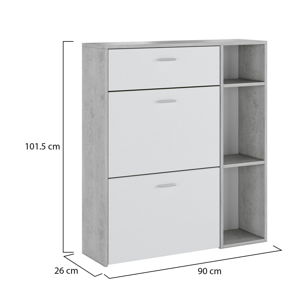 Mobile Portascarpe Samassi, Scarpiera Paia, 90x26x102h cm Grigio Cemento