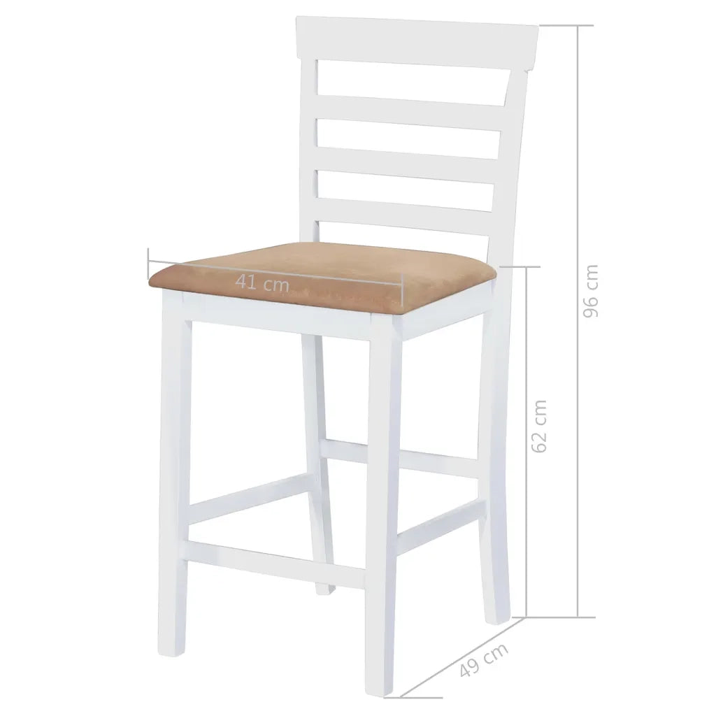 Set Tavolo e Sedie da Bar 3 pz Legno Massello Marrone e Bianco 275233