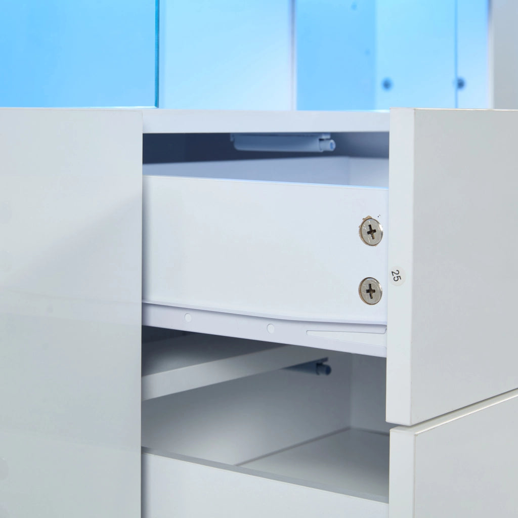 Credenza con 3 cassetti; 2 ante e illuminazione LED - 140 x 35 x 80 cm - bianco