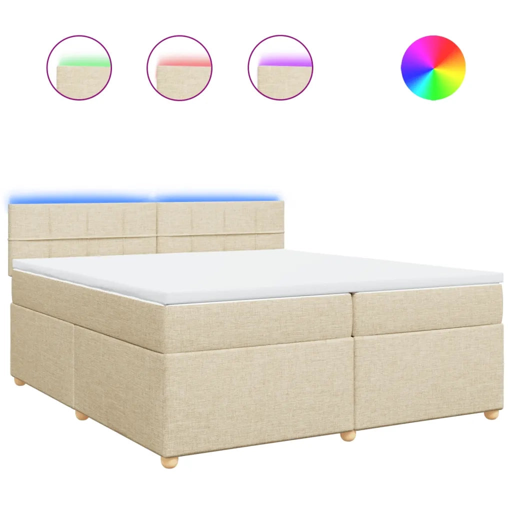 vidaXL Giroletto a Molle con Materasso Crema 200x200 cm in Tessuto