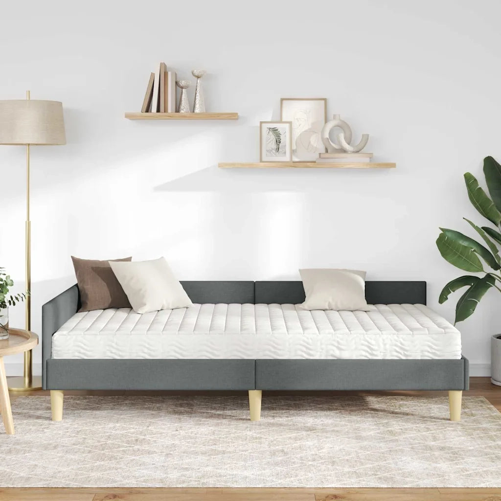 Struttura Letto Angolare con Materasso 2 pcs Grigio Tessuto