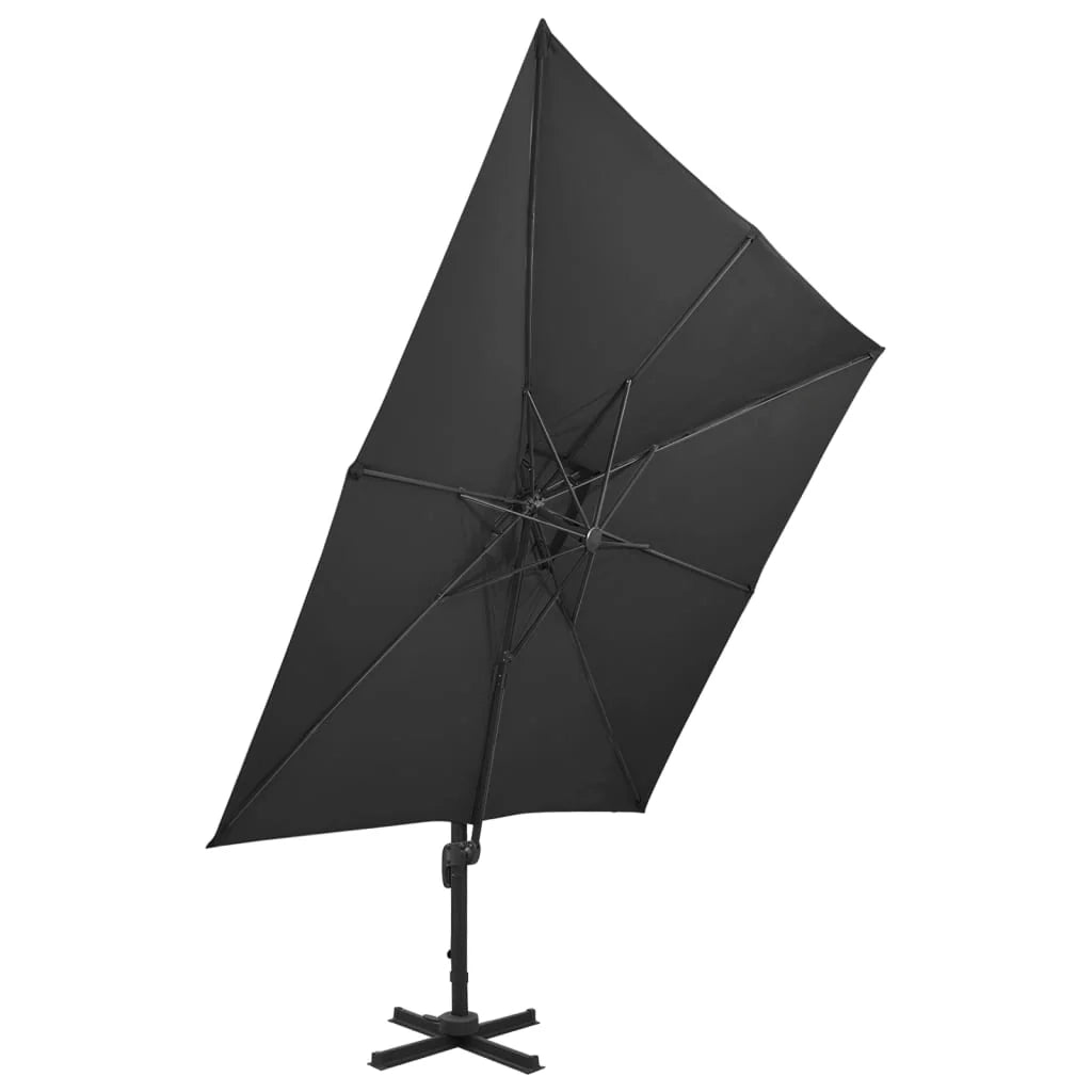 Ombrellone a braccio con doppia copertura 300 x 300 cm nero 02_0008558