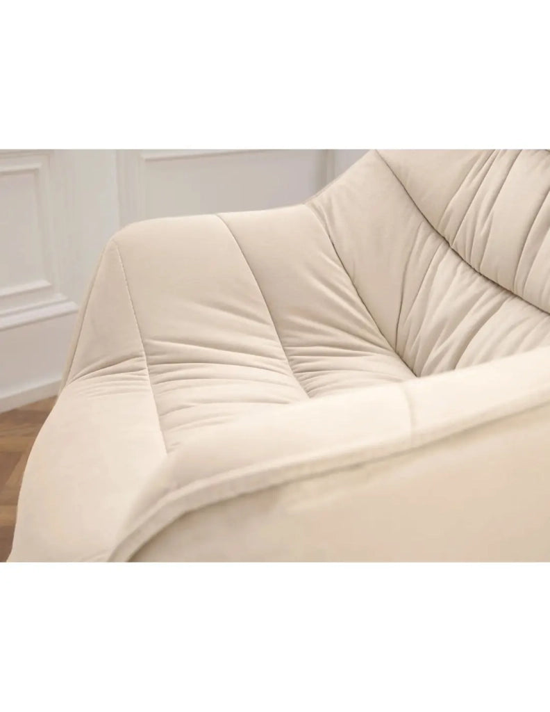 Set di 2 sedie design COMFY girevoli a 180° in velluto beige champagne e piedi neri