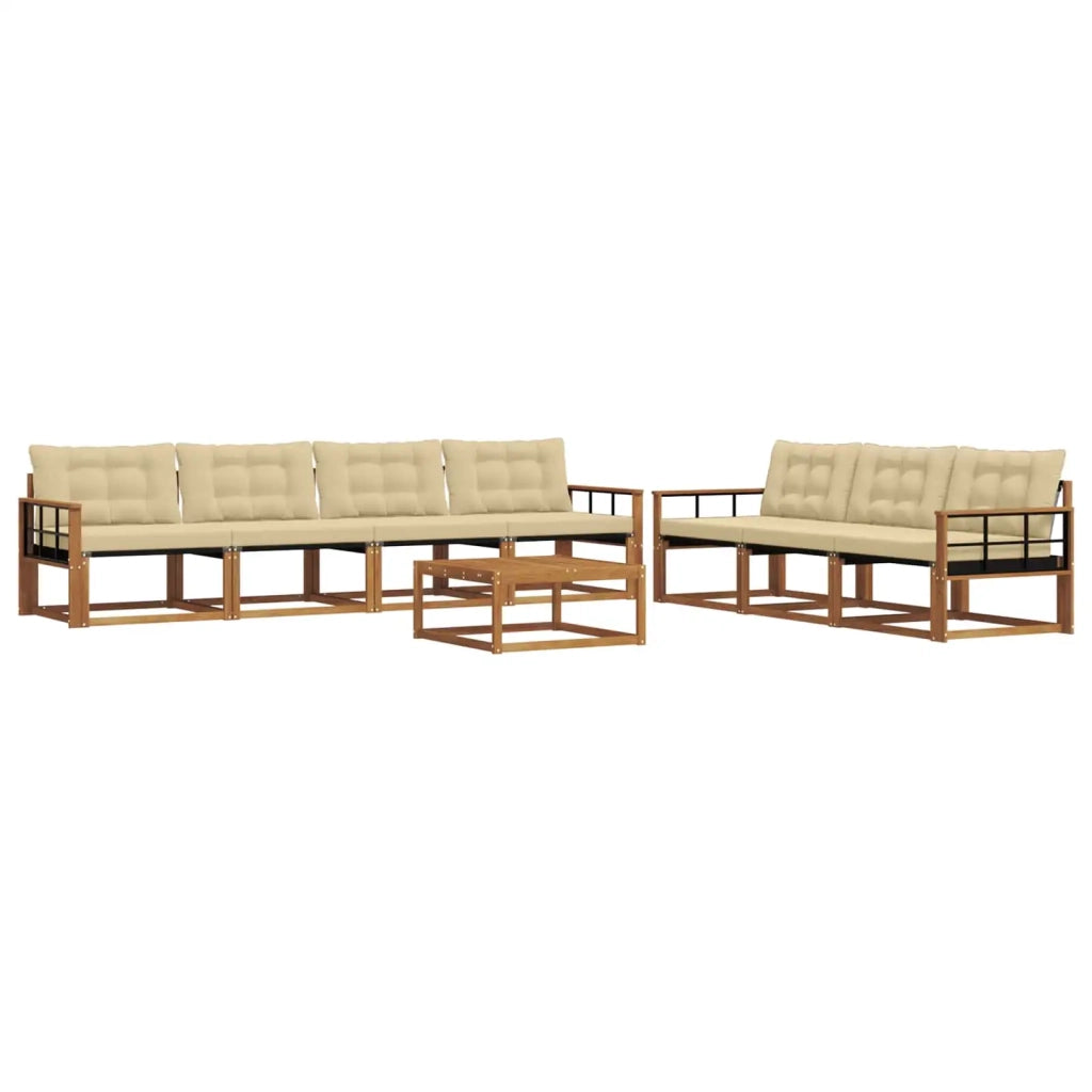 Set di divani da esterno con cuscino 8 pcs Naturale e Beige