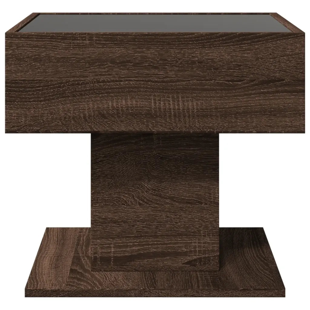 Tavolino Salotto con LED Rovere Marrone 50x50x45 cm Multistrato