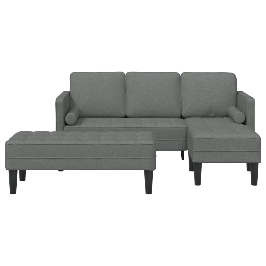 Set di divani 2 pezzi con cuscini in tessuto grigio scuro