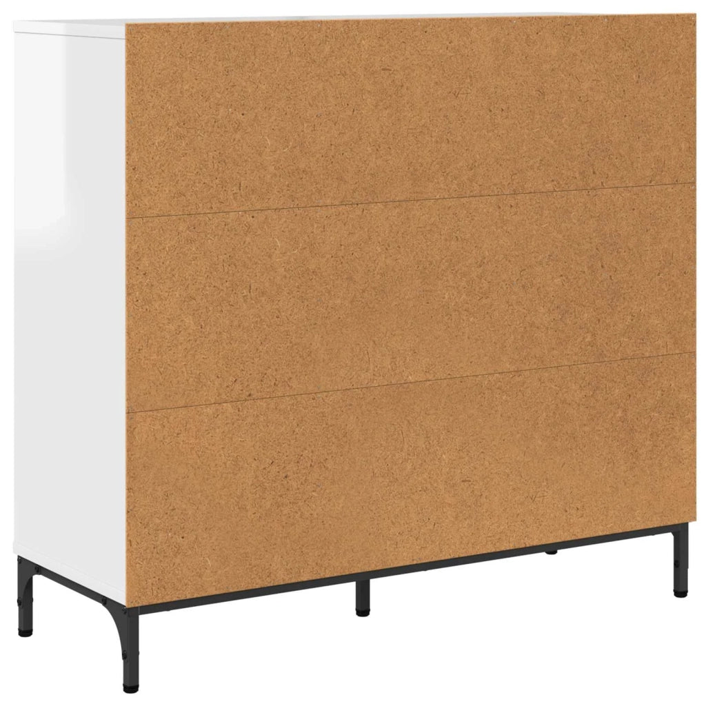 Credenza Bianco Lucido 89,5 x 33 x 82 cm Legno multistrato 883458